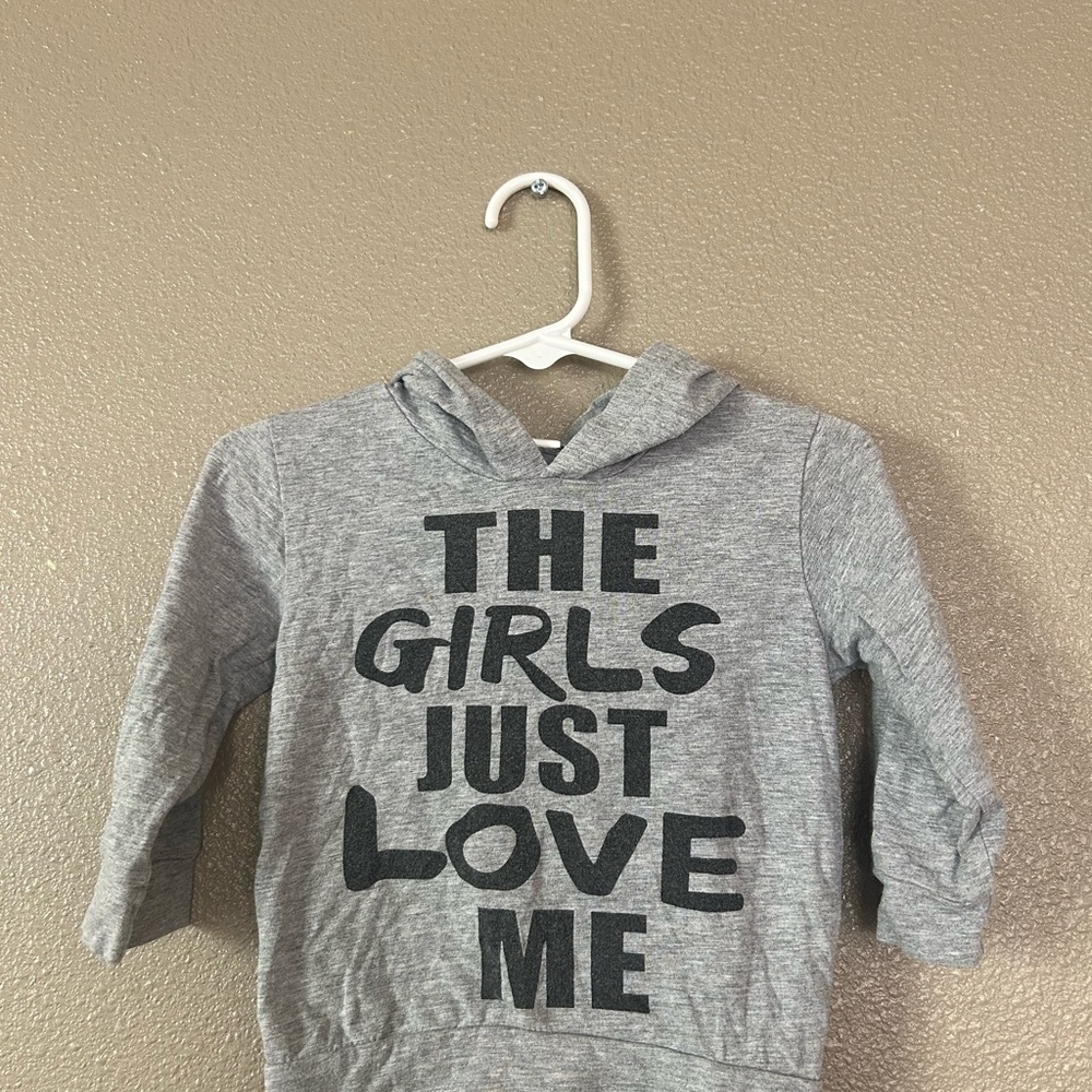 Gray Kids Hoodie with Black Print